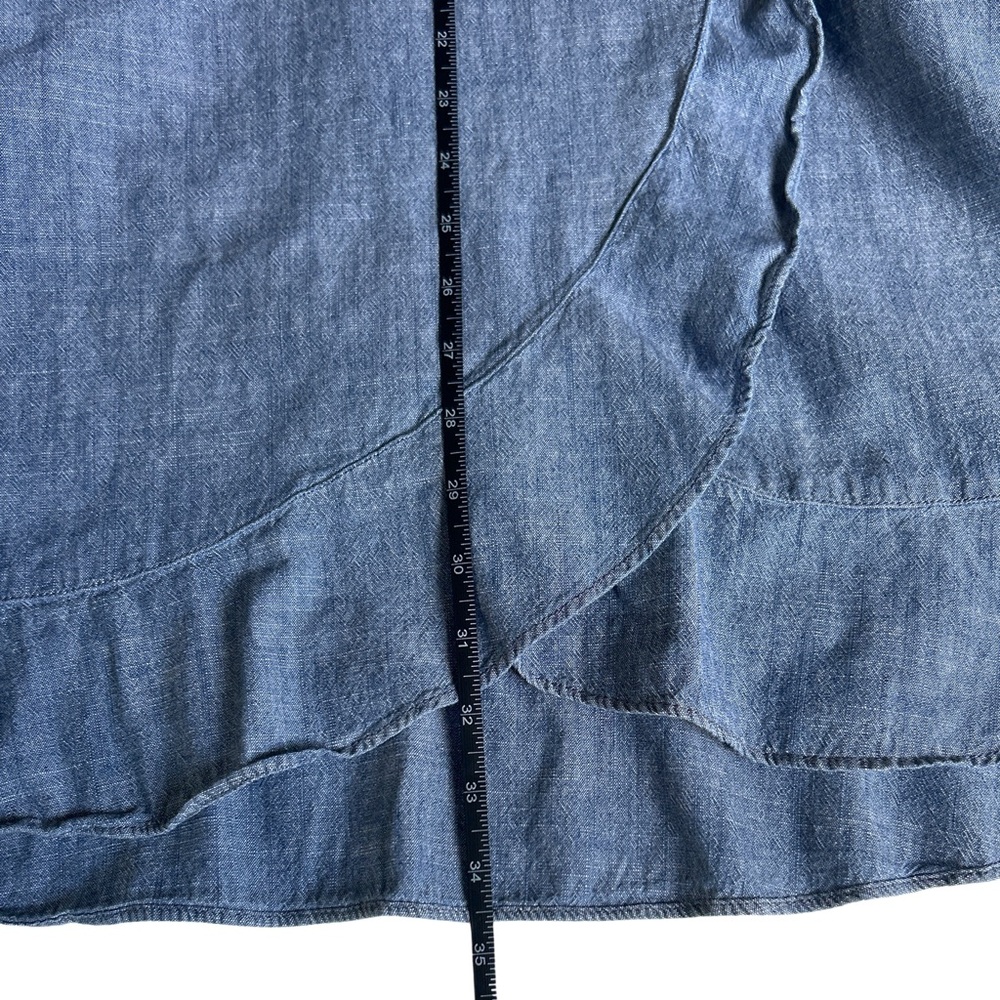 J. Crew Chambray Faux Wrap Short Sleeve Mini Dress - 6 - Medium Wash Blue - Picture 16 of 16